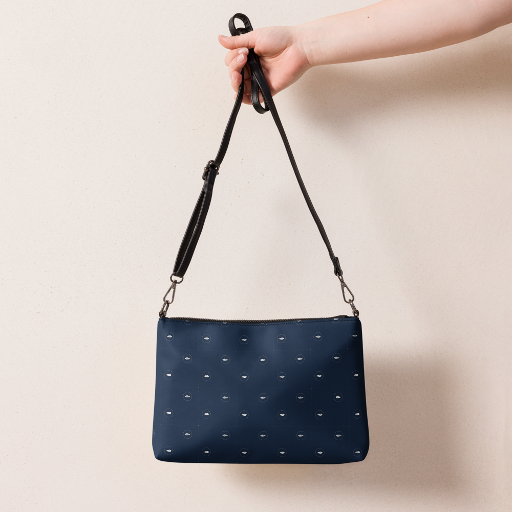 Navy Faux Leather Crossbody Bag